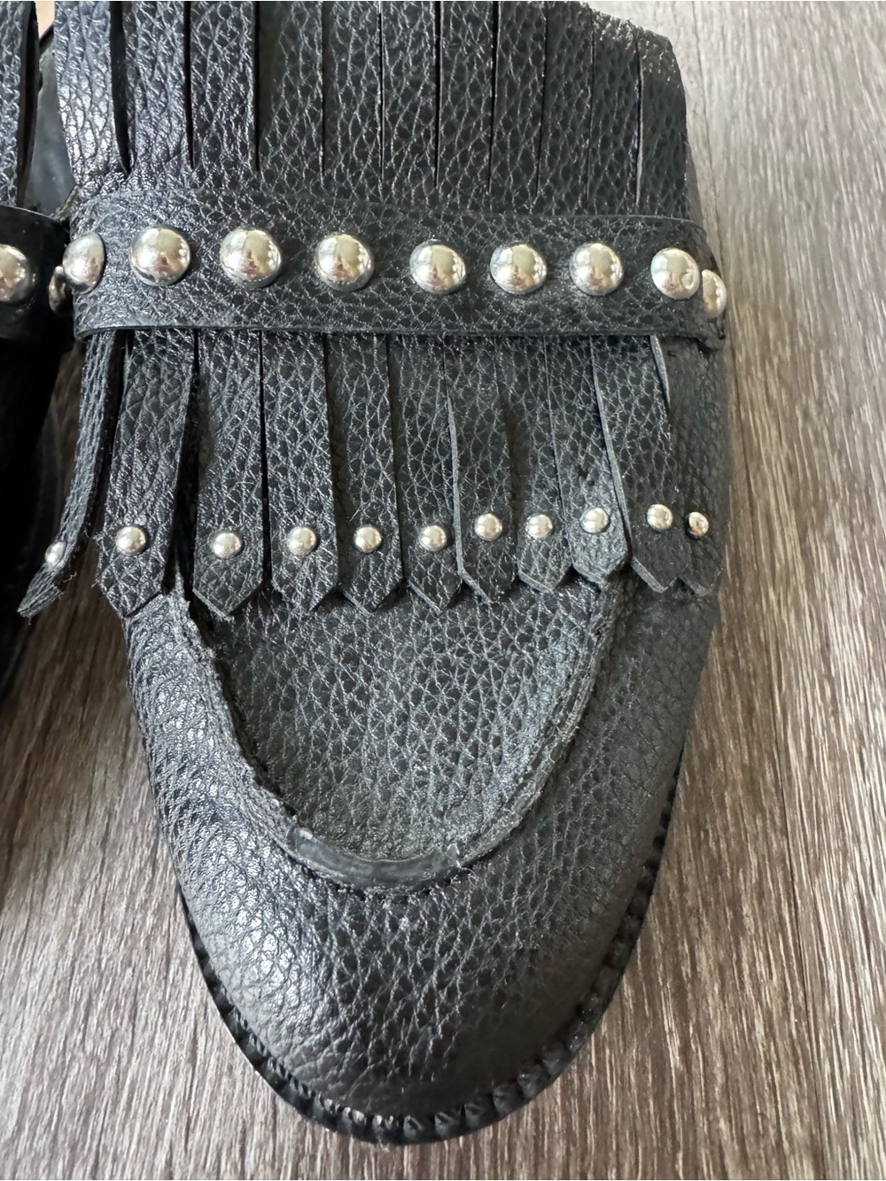 Target Black Tassel Mule | Silver Stud Fringe Size 8 - Picture 7 of 12
